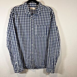 Hollister Blue Gingham Checkered Long Sleeve Button Down shirt Men’s Size Large